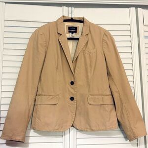 J. Crew Schoolboy Blazer Jacket in Tan Khaki Cotton Silk Size 4
